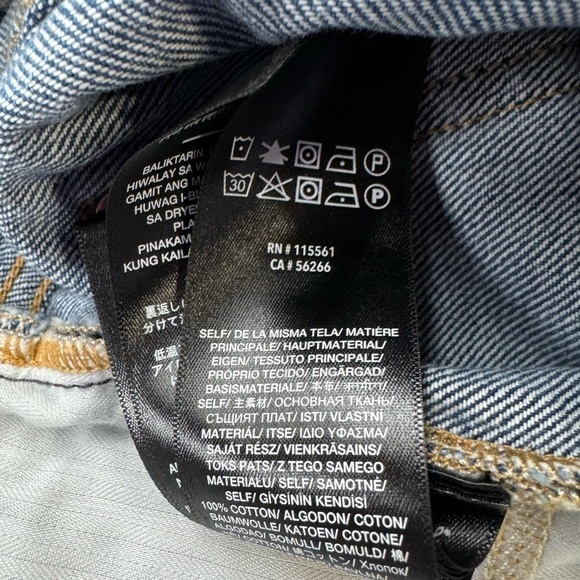 7 For All Mankind Monroe High Rise Cut Off Distressed Denim Blue Jean Shorts 23 - Picture 8 of 9